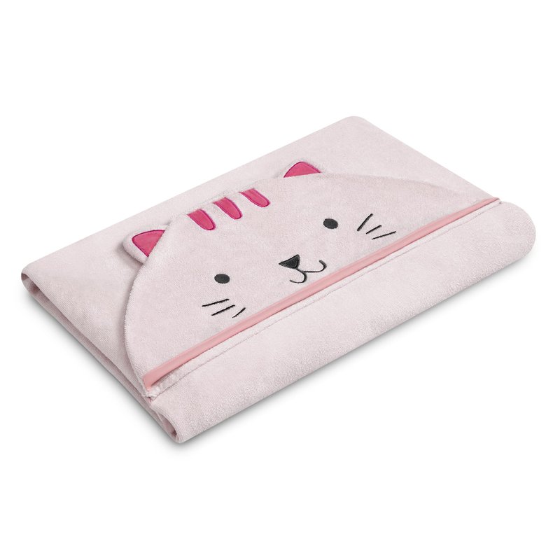 Delta Children Kids Hooded Bath Towel with Pockets - Super Soft and Absorbent- Great Gift for Boys and Girls, Pink Cat