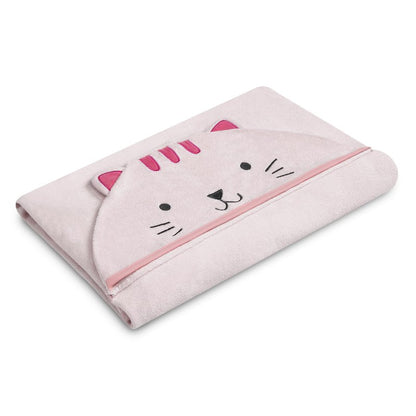 Delta Children Kids Hooded Bath Towel with Pockets - Super Soft and Absorbent- Great Gift for Boys and Girls, Pink Cat