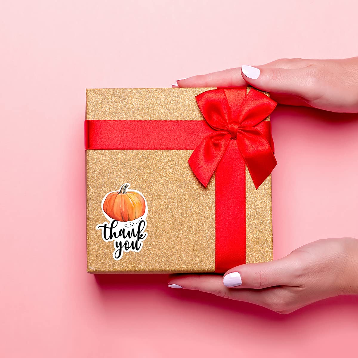 Littlefa 1.5” Thank You Pumpkin Stickers for Small Business Shipping Gift Boxes Thank You Sticker 500 Labels