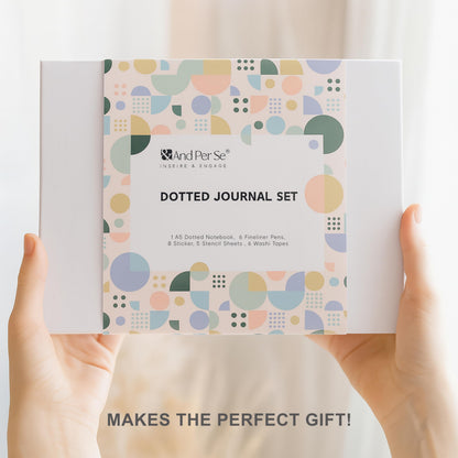 &And Per Se Dotted Journal Kit – Journaling set with Dotted Notebook, Stencils, Stickers, Washi Tapes & Colored Pens for Beginners (Pink)