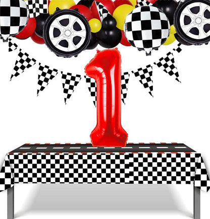 Kwuz Race Car Birthday Balloons Boys Fast One First Birthday Decorations Race Car Theme Wheels Party Decor Supplies Favors Black Red Foil Mylar Helium 1 Balloon Number 40 inch
