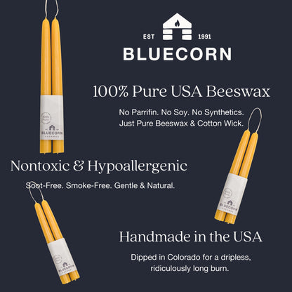 Bluecorn Beeswax Taper Candles, 100% Pure Natural Bees Wax, Pair of 12 Inch Terracotta Tapered Candlesticks, Clean Burning & Dripless, Fragrance Free, Long Lasting, Home Decor, American Made, 1 Count