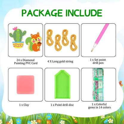 Frienda 24 Pcs Summer Diamond Painting Keychain Kits, 5d DIY Summer Diamond Art Animal Bee Frog Sun Ornaments Beginner Friendly Crafts for Family Decor Seasonal Gifts