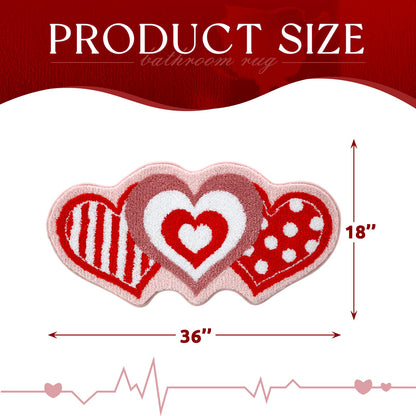 Moutina Love Heart Bathroom Rug 18x36 Inch, Soft and Absorbent Tufted Valentine's Day Bath Mat Non Slip Washable, Valentines Bathroom Decor Rug Holiday Decorations