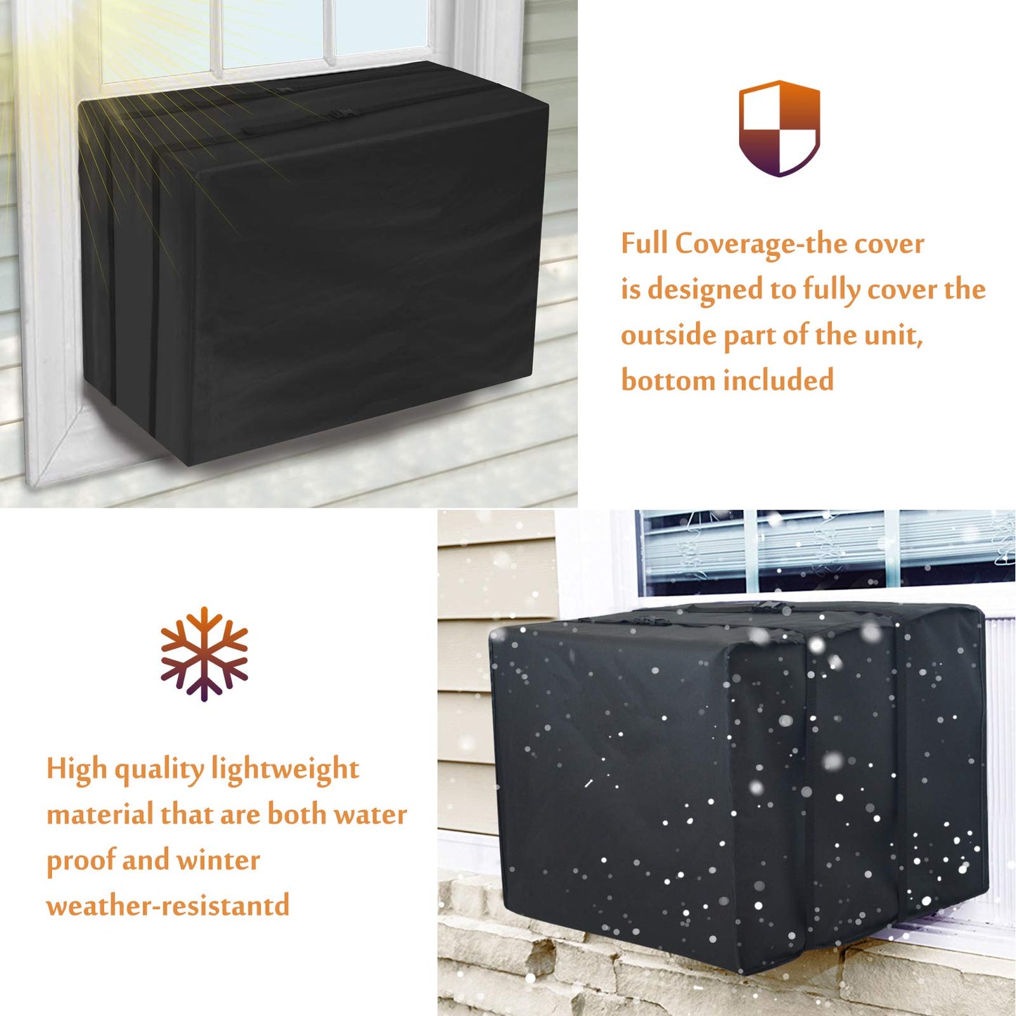 Foozet Window Air Conditioner Cover for Outside Unit, Small, 420D, 21"W x 16"D x 15"H