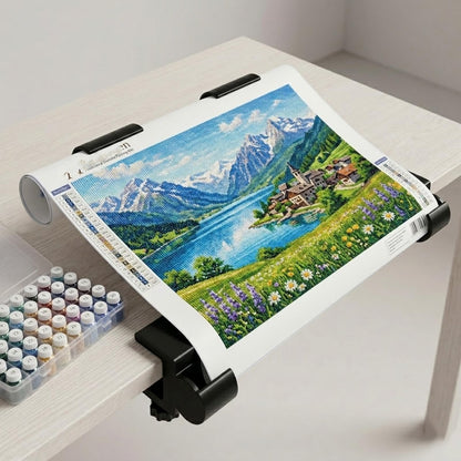 Diamond Painting Canvas Roll Holder & Adjustable Table Clamp Bundle, Diamond Art Accessories and Tools with Anti-Scratch Pads, Anti-Roll Canvas Straightener Fits 2.64" Desks