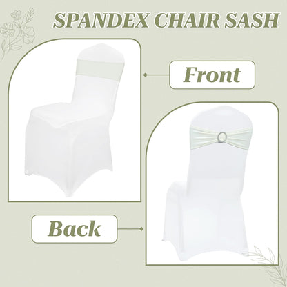 MDS Spandex Chair Sashes - Universal Fit Elastic Stretch Bands with Buckle for Weddings | Ivory, 250 Pack