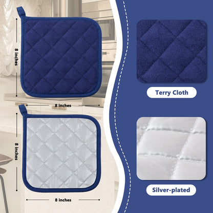 Pot Holders Clearance for Kitchen Heat Resistant Potholder, Hot Pads, Trivet for Cooking and Baking (5, Dark Blue)