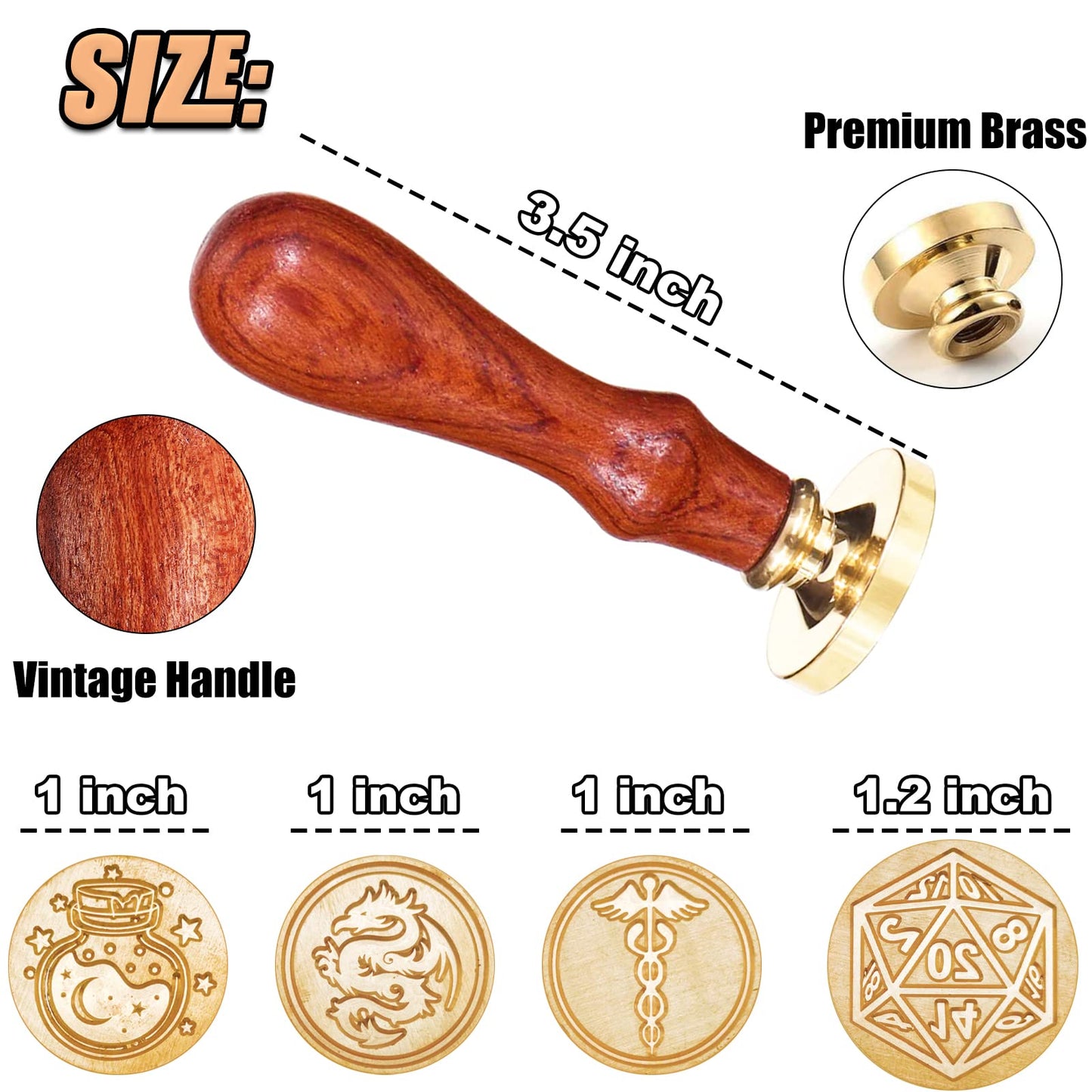 DND Wax Seal Stamp, Ideal Gift for Dungeons and Dragons/D&D Envelope Scroll. Fantasy Wax Seal Kit with Dragon/D20 Dice/Magic Potion/Caduceus, Great RPG Accessories Nerdy Gift for DND Lover DM & Player