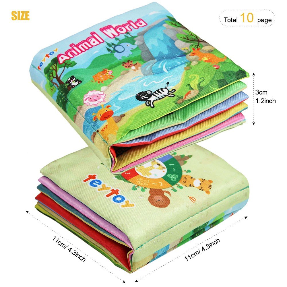 My First Soft Book,teytoy Nontoxic Fabric Baby Cloth Activity Crinkle Soft Books for Infants Boys and Girls Early Educational Toys (Pack of 12)