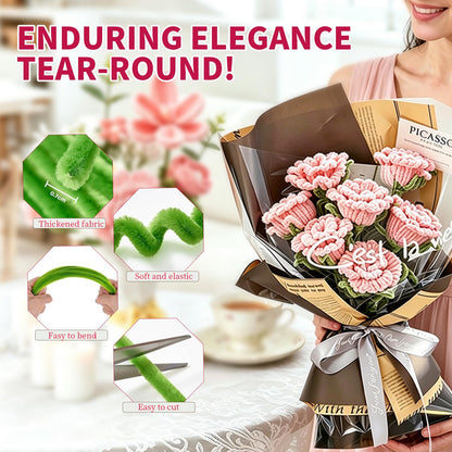 LUO TUO TOOL Pipe Cleaners Craft Flower Kit, Pink Rose DIY Bouquet Kit to Make Pipe Cleaner Flowers with Chenille Stems, Wrapping Paper and Ribbon, Arts and Crafts Gift for Girls, Mother’s Day Gift