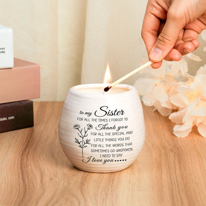 Sisters Birthday Gifts from Sister Brother, Sisters Candle 10Oz Sister Mothers Day Birthday Gifts, Thanksgiving, Thank You Gift, Soy Wax Lavender Scented Candle in Ceramic Jar Handmade