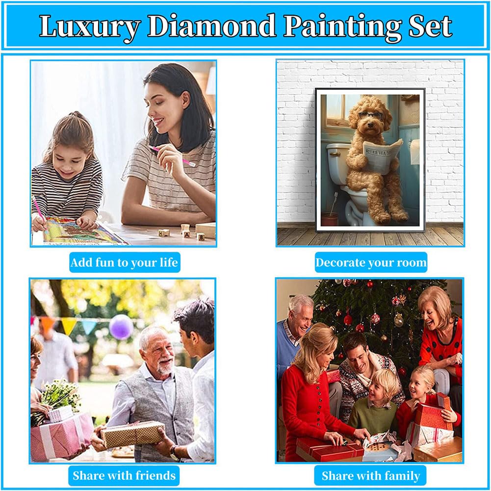Arttoplus 3 Pack Diamond Art Kits for Adults Beginner-Dog 5D Diamond Painting Kits for Adults,DIY Full Drill Diamonds Gem Art Kits for Gift and Home Decoration(12x16 inch)