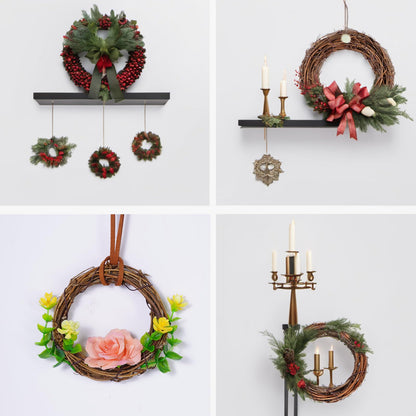 Grapevine Wreath Set, Marrywindix 10 Pieces 2 Sizes Natural Vine Branch Wreath Christmas DIY Rattan Wreath Garland for Christmas Holiday Craft Wedding Decor (4inch & 6inch)