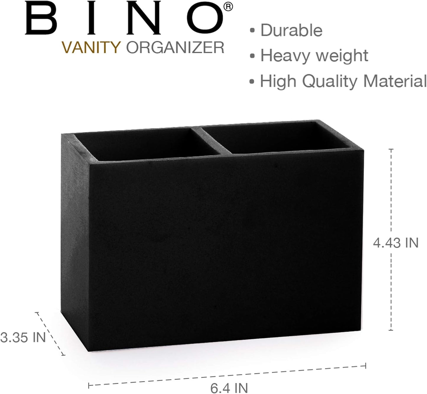 2 BINO | Multi-Purpose Compartment Organizer - Elegant Makeup Brush & Toothbrush Holder for Bathroom and Vanity |