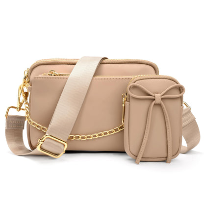 UTO Small Crossbody Bags for Women 3 in 1 Trendy Belt Purse Fashion Designer Mini Cute Sling Fanny Chest Pack
