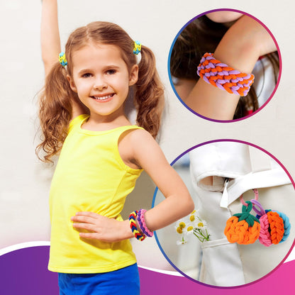DDAI Bracelet Making Toys Refill Loops Elastic Cloth Band - Arts and Crafts Kit for Kids Weaving Loom Bracelets Kit 1000+ Colorful Fabric Loops - Birthday Gift for Girls Boys 6 7 8-12 Years Old