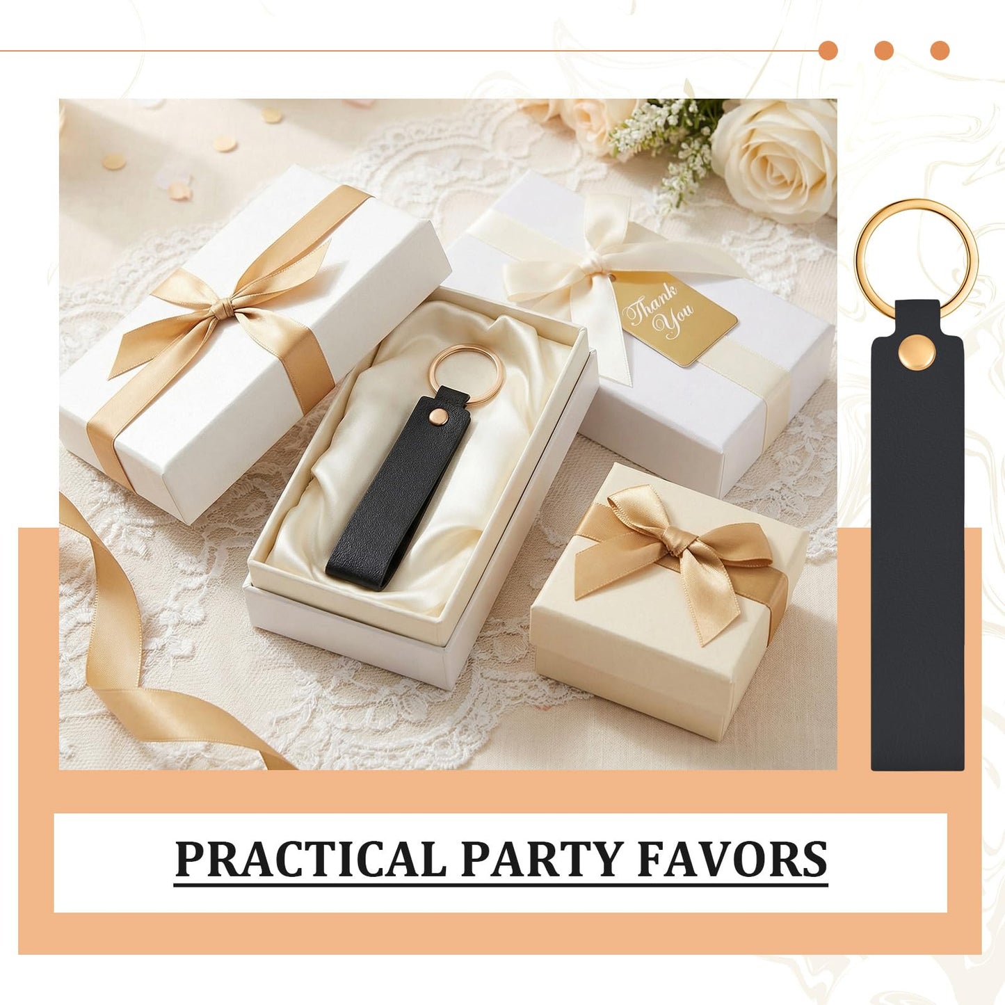Wavyknot 100 Pcs PU Leather Keychain Blanks Bulk Laser Engraving Blanks Keychain Kit with Key Rings for DIY Key Chains Craft (5.6 x 0.8 Inches,Black)