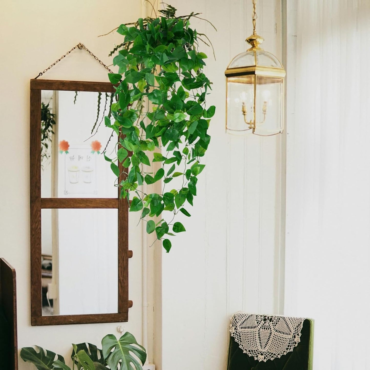 Freyalife Fake Hanging Plants for Room Decor, Artificial Ivy vines Greenery Leaves Garlands for Home Aesthetic living