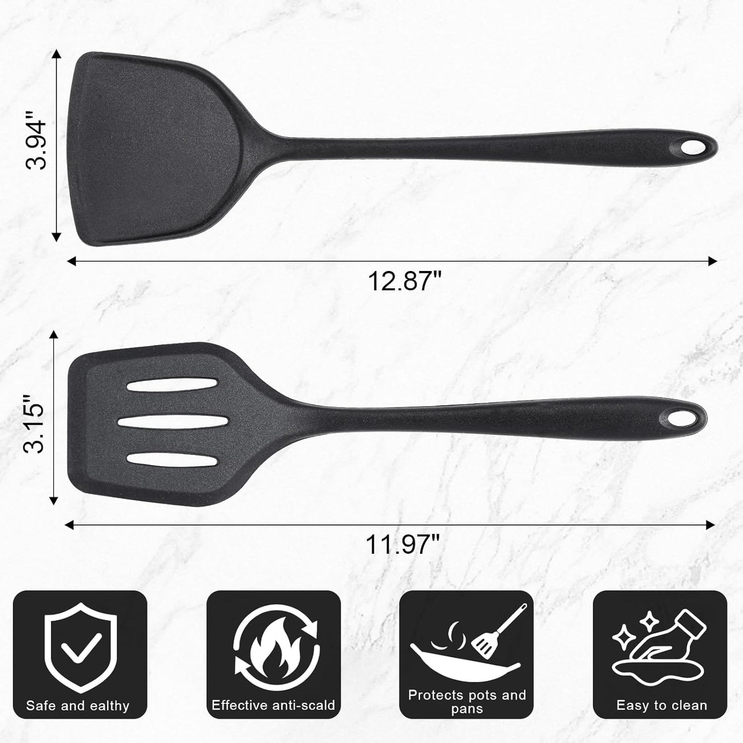 Nonstick Frying Pans Set of 3 by [Brand Name] - Durable Carbon Steel Skillets with PFOA-Free Coating | Includes 2 Spatulas, 7.9, 10.2, 11.8 Inch Sizes