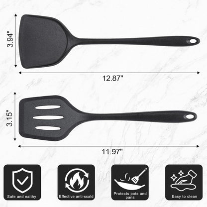 Nonstick Frying Pans Set of 3 by [Brand Name] - Durable Carbon Steel Skillets with PFOA-Free Coating | Includes 2 Spatulas, 7.9, 10.2, 11.8 Inch Sizes