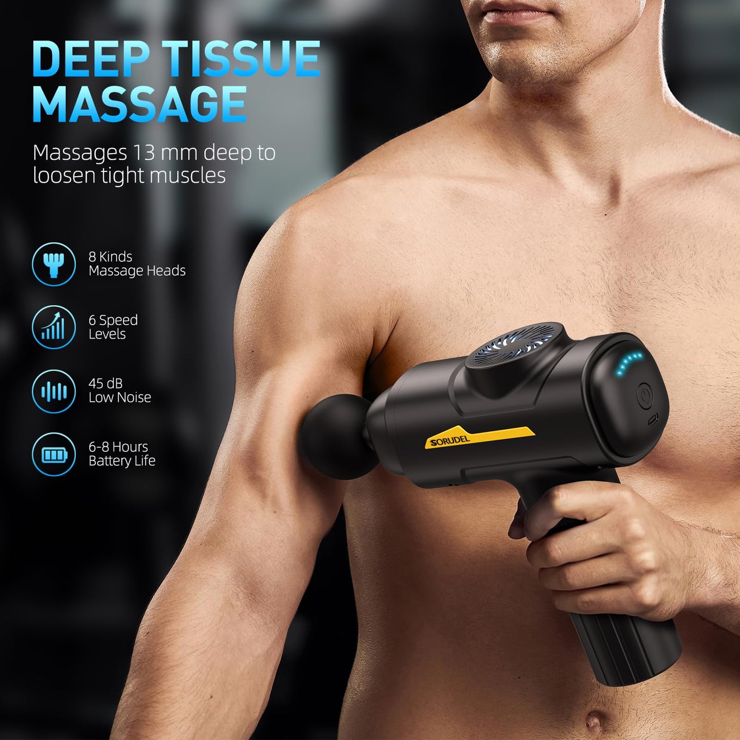 Massage Gun,Massage Gun Deep Tissue for Pain Relief with 7 Massage Heads & 6 Speeds and Carrying Case (Green)