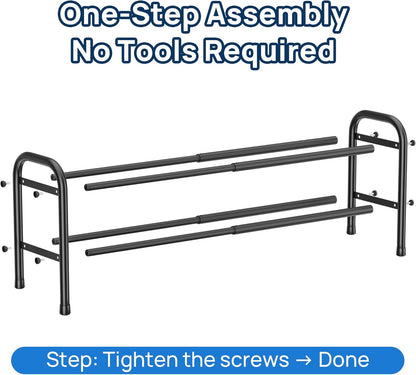 2 Closet, ENJOYBASICS Expandable Shoe Rack, Tier Adjustable Shoe Organizer Shelf for Black Metal Free Standing Shoe