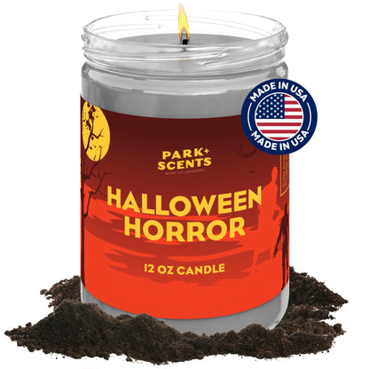 Park Scents Halloween Horror Candle – Spooky Fog-Scented Halloween Candle – Decor and Fall Birthday Gifts for Adults, Men, Women, Sister, Best Friend – 100% Vegan Soy Wax (12 oz. Glass Jar)