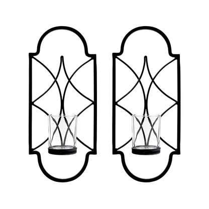 Hosley Set of 2 Iron Tealight Wall Sconces – 12” Decorative Candle Holders for Home Decor, Living Room Bedroom Hallway, Wedding & Housewarming Gift