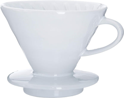 Ceramic Pour Over Coffee Dripper - Slow Brewing Accessories for Home, Cafe, Restaurants - 1 Cup Size, White