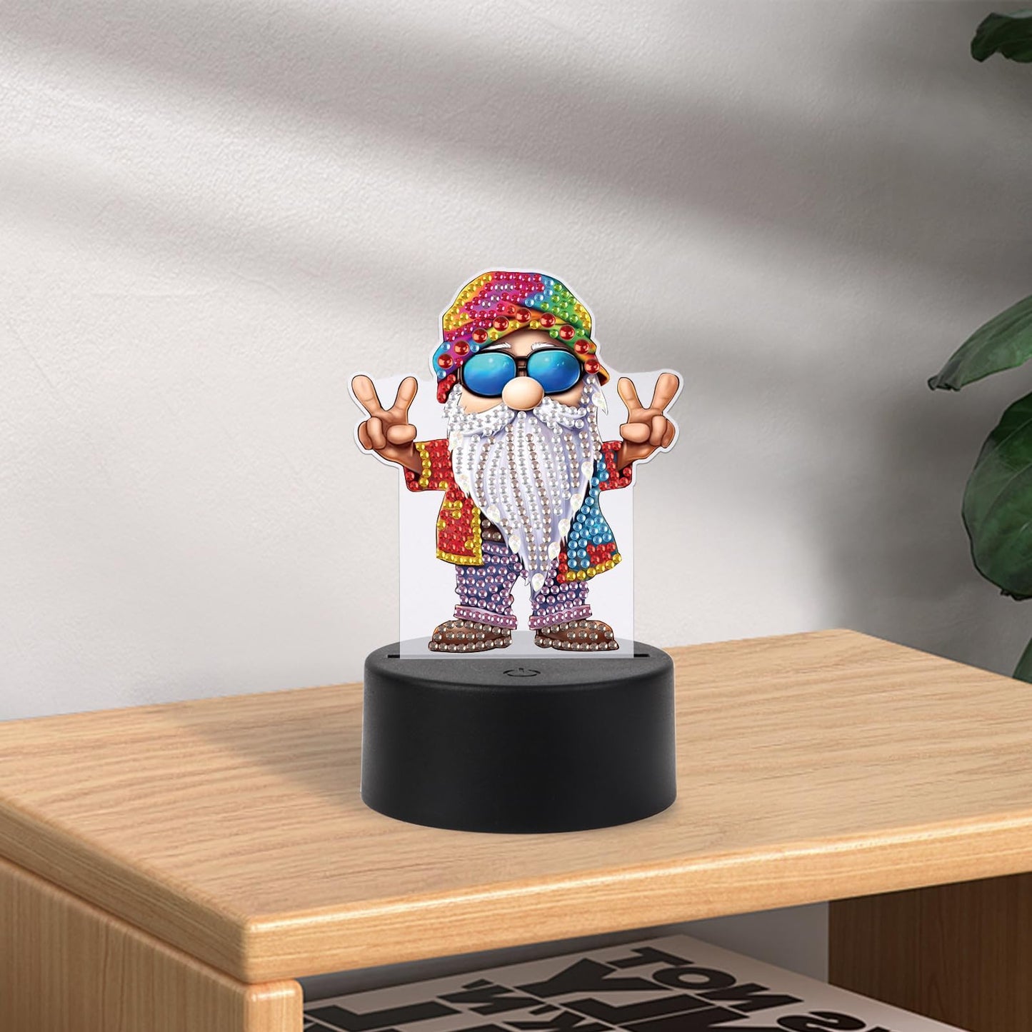 JISHSHAY Diamond Painting Night Light Diamond Art Table Lamp Gem Art LED Lights Gem Painting Desk Lamp Mosaic Kits for Adults DIY Kits for Adults Paint by Numbers with Special Drills Gnome