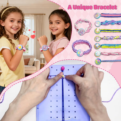 Weaving Loom for Kids & Friendship Bracelet Making Kit for Girls, Birthday Children's Day Craft Gifts Creative DIY Toy for Girls Ages 6-12, Easy Potholder Loom Knitting Kits, Rainbow Loops Weaving Set