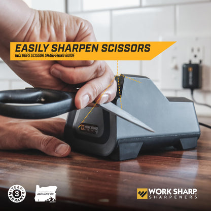 Work Sharp Electric Kitchen Knife Sharpener - Get knives ready for cookouts and BBQ's- Fits in Kitchen Drawer, Sharpens every time, fast & easy