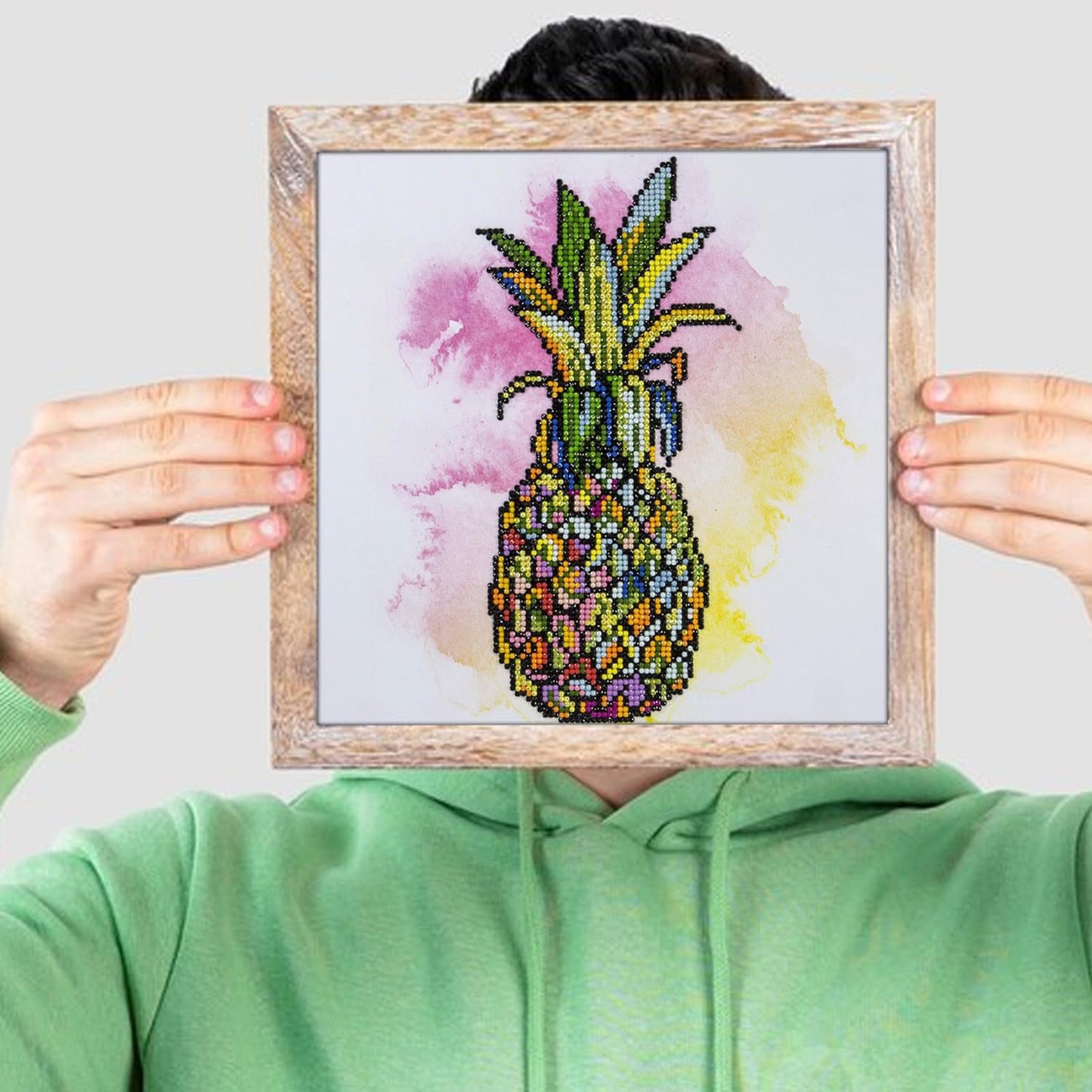 DIAMOND ART BY LEISURE ARTS Pineapple, 12"X12", Intermediate Diamond Painting Kits for Adults, Art for Adults, Kit, Painting