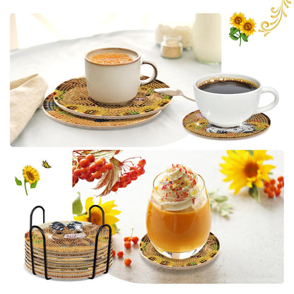 Sitsink Cow Diamond Art Coasters - 8 Pcs DIY Cute Cow Sunflower Diamond Painting Coasters Kits Cartoon Highland Cow Animal Art Craft Kit for Adults Beginners Gifts Crafts Supplies