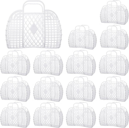 Hsei 16 Pcs Girls Jelly Purse Bags Easter Basket Reusable Jelly Beach Bag Plastic Beach Tote Gift Basket for Kid Girl