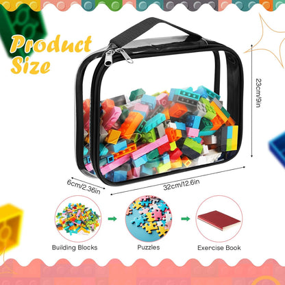 Sanwuta 3 Packs Toy Storage Bags with Zipper, Clear PVC Organizing Bags for Board Games and Kids Books (Black, White,