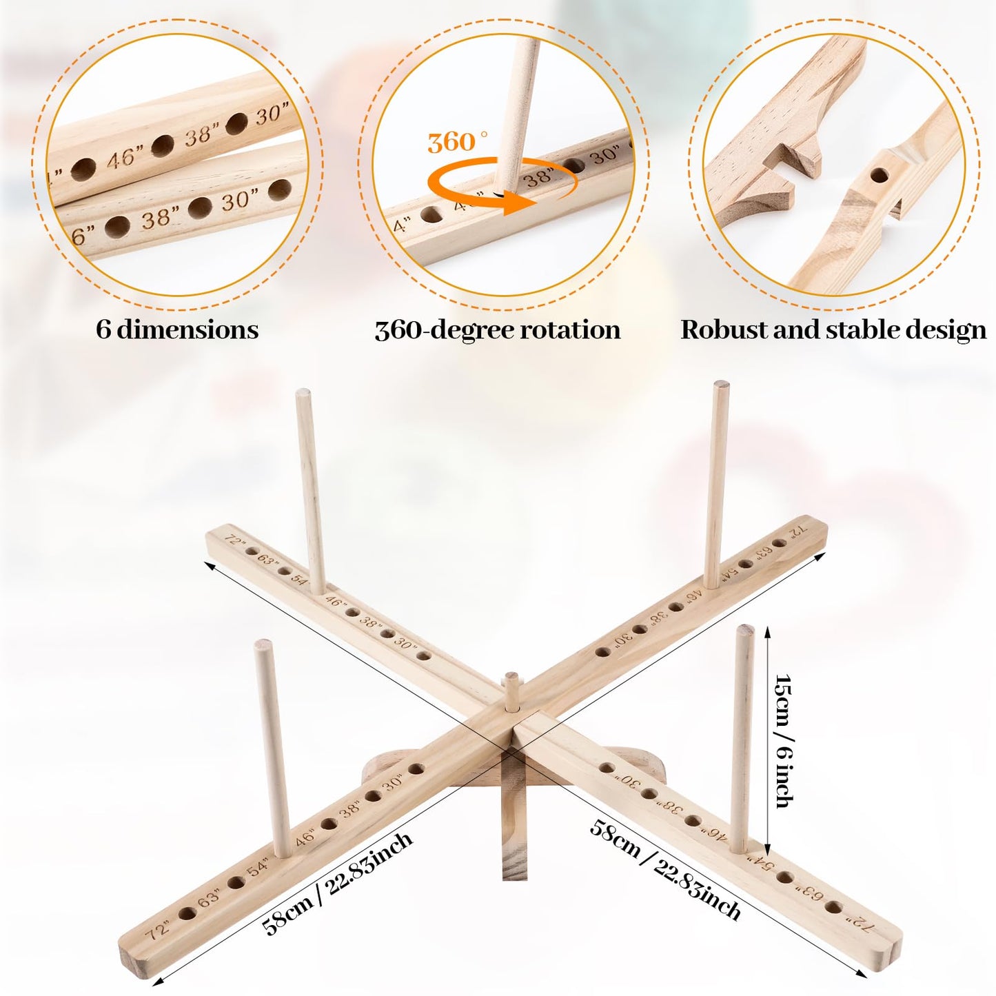 Lasnten Large Capacity Yarn Winder Swift Hand Operated Cake with Thread Cutter Scissor Wooden Yarn Swift for Crocheting Spinner Arts Crafts Knitting Accessories