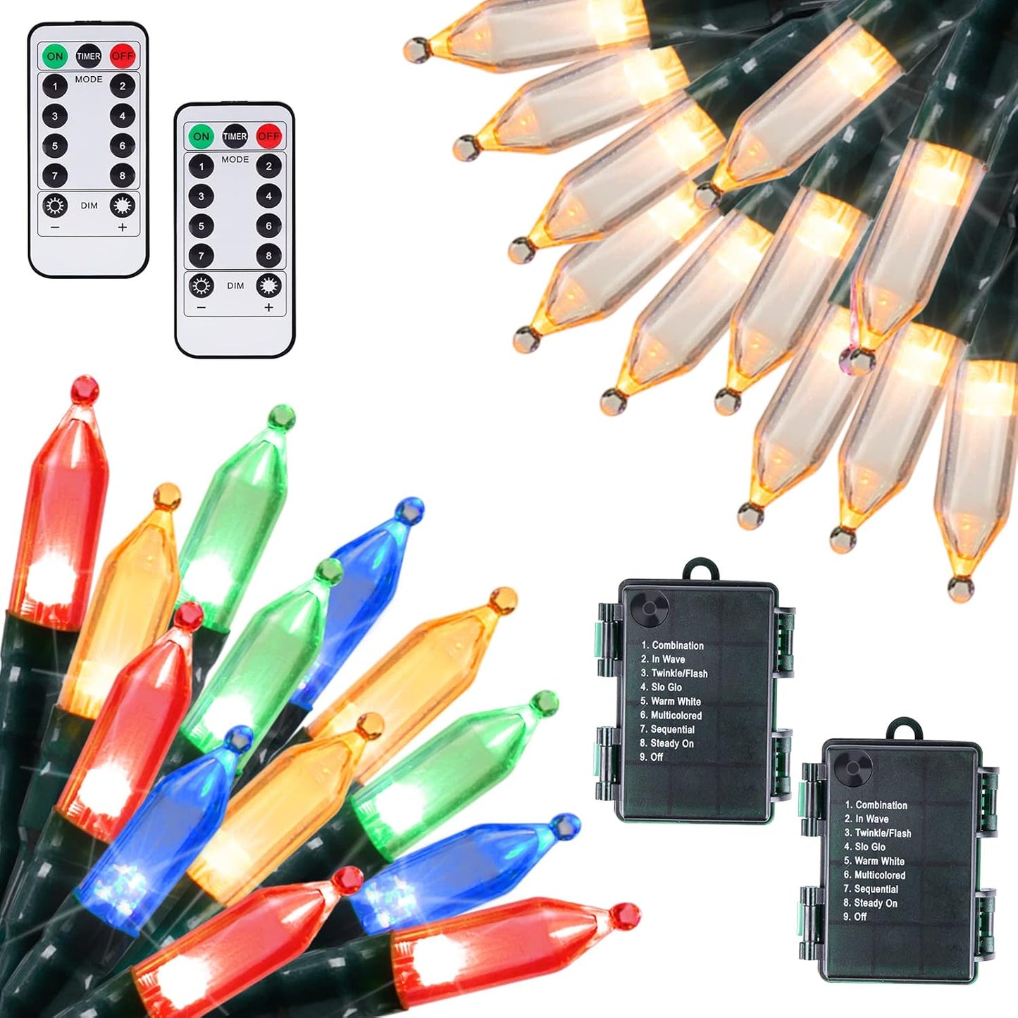 Battery Operated Christmas Lights, 2 Pack 18 Feet 50 LED Clear Mini String Lights with 8 Modes for Indoor Outdoor