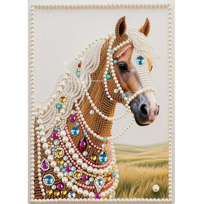 Kulvci DIY 5D Pearl Painting Kit, Horse Diamond Painting Kit for Adults Beginner, Bead Art Kits All-Pearl Dot Painting for Wall Decor, Creative Stress Relief Gift Home Decor,12 × 16 inch
