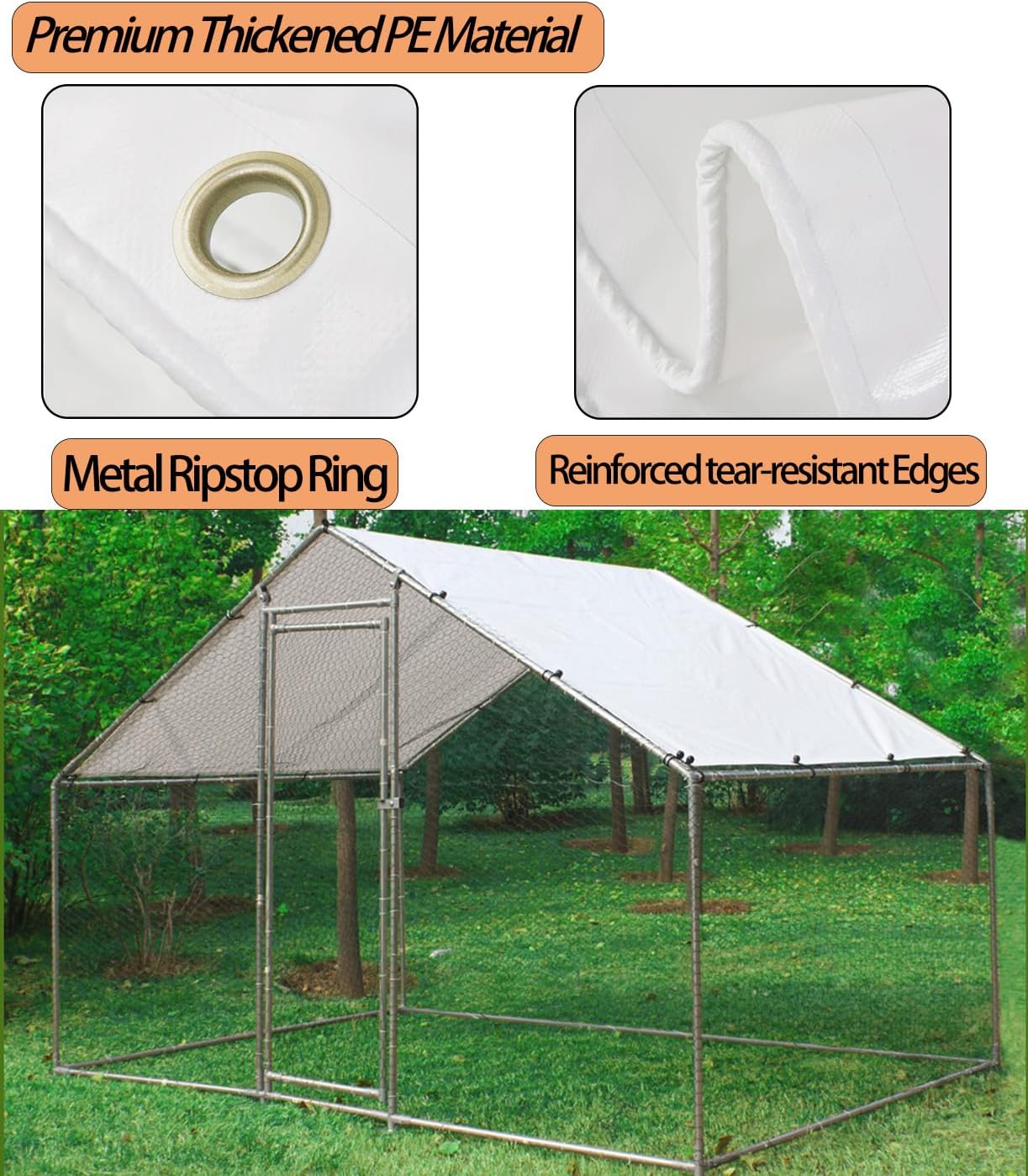 11.3 6.3 (2 Pack) Chicken Coop Cover Waterproof and UV, * FT Chicken Run Cover for Winter with Ball Bungees Cords