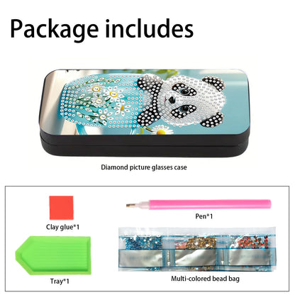 5D DIY Diamond Painting Kit Special Shape Diamond Art Eyeglass Case, Handmade Diamond Art Sunglasses Glasses Storage Box, Partial Mosaic Making Craft for Adults Travel Sunglasses Storage Box Gift