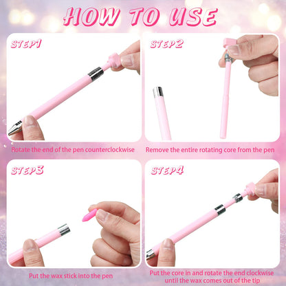 Jutom 2 Pack Diamond Painting Pens with 40 Replacement Wax Pink Wax Diamond Art Accessory with Protective Case Art Pen Tool for Nail DIY Painting Craft Gem(Solid)
