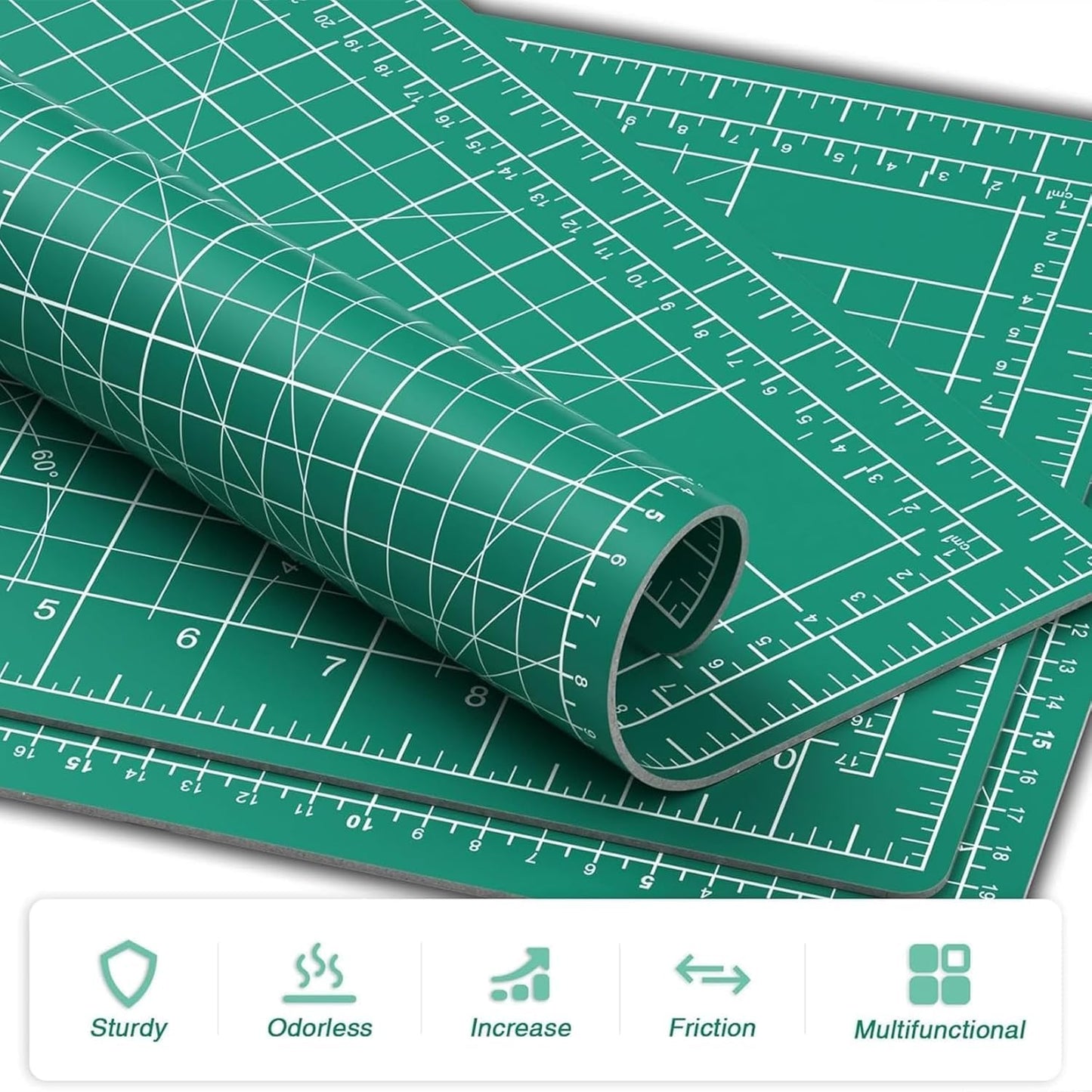 DIYSELF A2 Self Healing Cutting Mat, 23 x 17 Inch Cutting Mat for Crafts, Fabric Cutting Mat for Sewing, Quilting, Scrapbooking, Paper Crafts and Craft Hobby Projects, Green