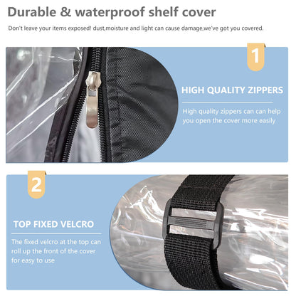 Dalema Wire Rack Covers,Heavy Duty 600D Dustproof Waterproof Storage Rack Covers for Metal Shelves,Storage Shelf Cover with Zipper for Wire Shlef,48''W x 24''D x 71''H,Black with Clear Front