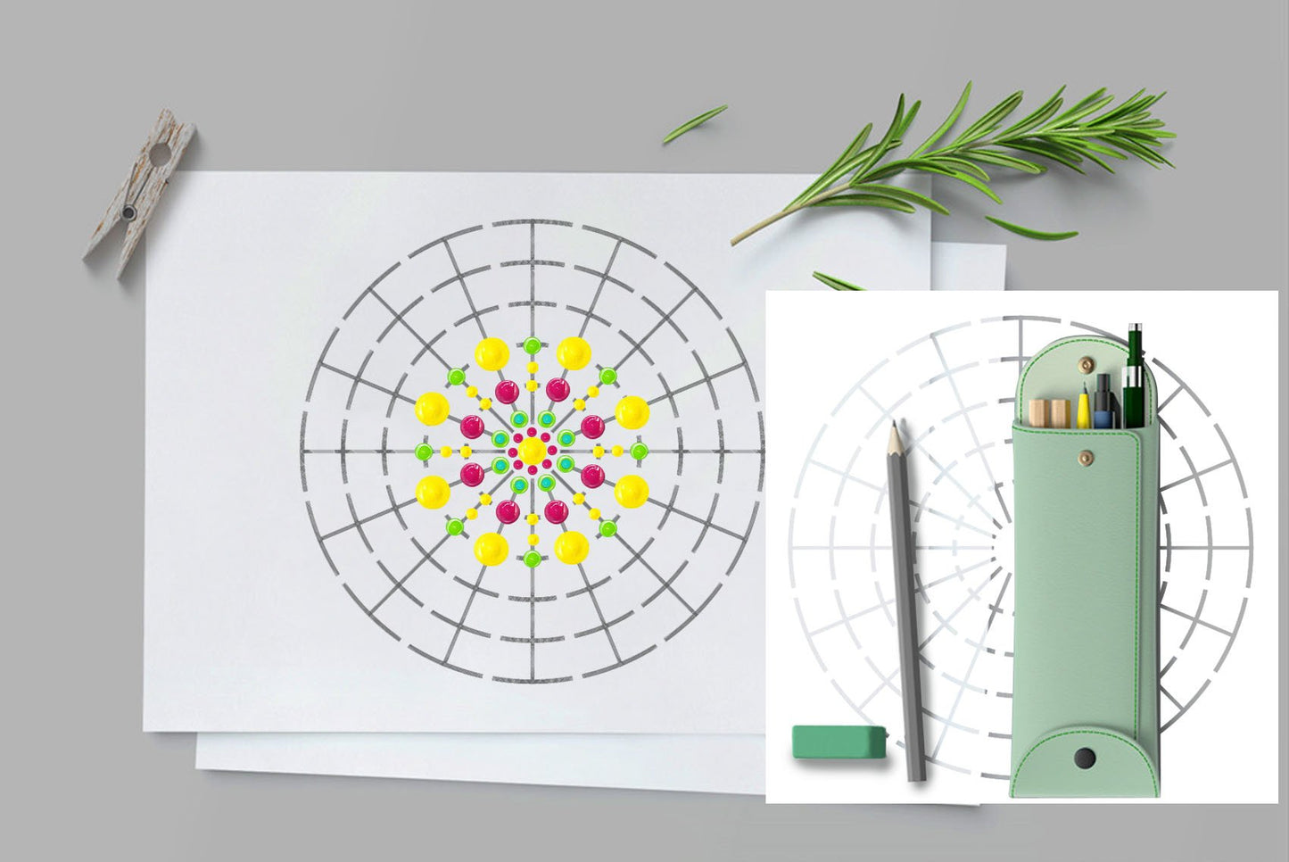 GSS Designs Pack of 3 Mandala Stencils Template Set - Mandala Dotting Tool 8/12/16 Segment - Art Painting Guide for Furniture Cards Canvas Stone Wood (SL-016)