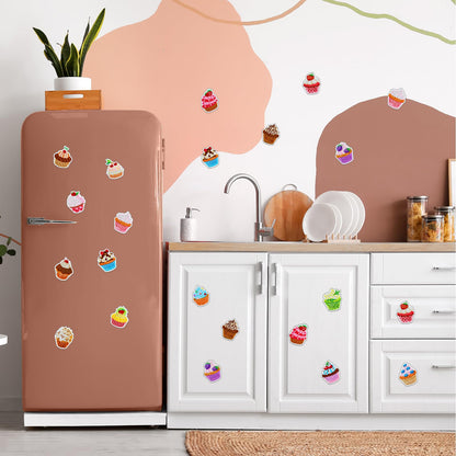 Xuhal 16 Pcs Diamond Painting Magnets DIY Diamond Painting Kits for Gem Art Magnet Fridge Stickers for Beginners Adults DIY Crafts Party(Cupcake)