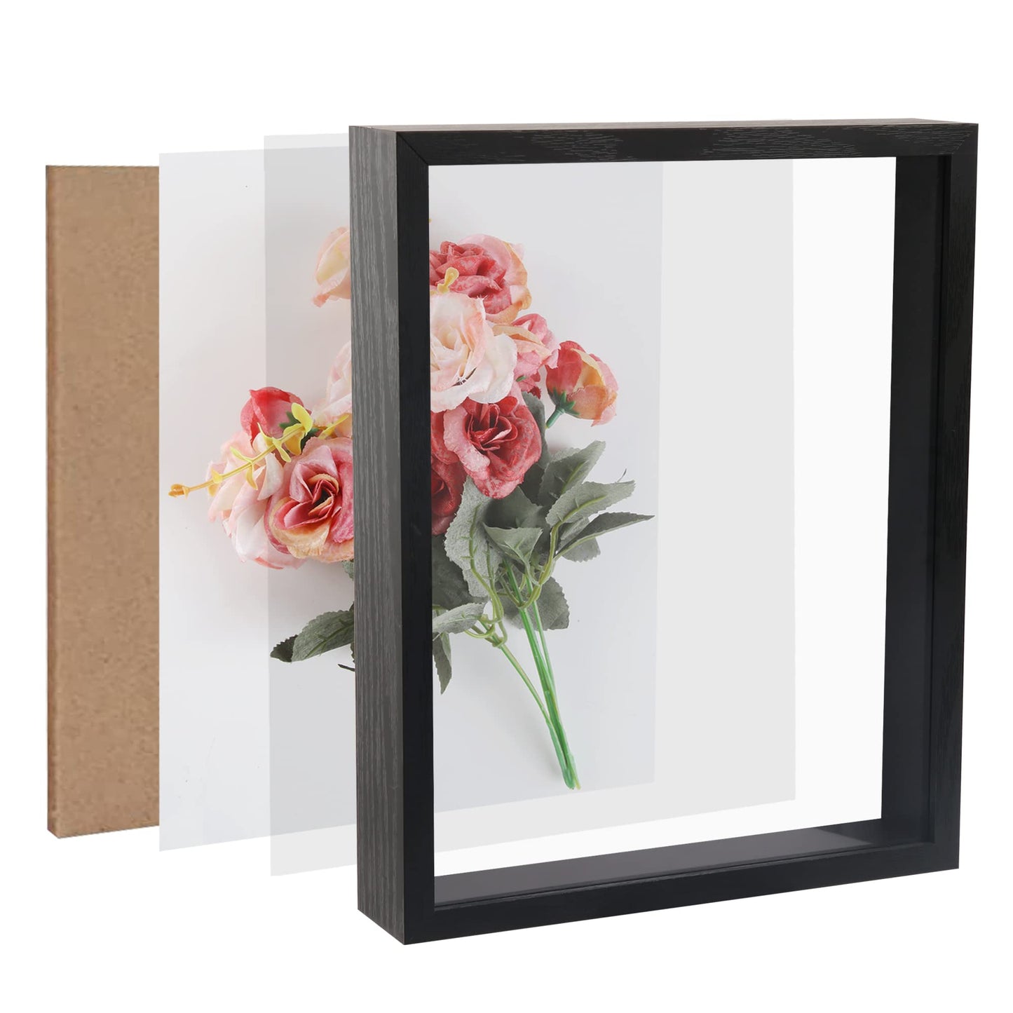 8x10 Shadow Box Frame, Memory Display Case Box, 8x8 Shadow Box Picture Frame 3D, Black,1 Pack