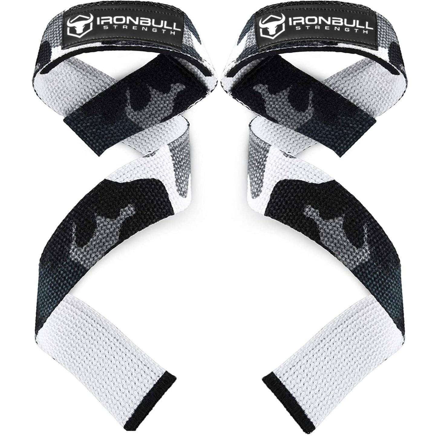 Lifting Straps (1 Pair) - Padded Wrist Support Wraps - For Powerlifting, Bodybuilding, Gym Workout, Strength Training, Deadlifts & Fitness Workout (Camo/White)