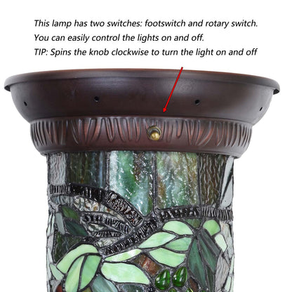 Bieye L10769 Grape Vine Tiffany Style Stained Glass Pedestal Floor Lamp for Decorating, 26 inches Tall